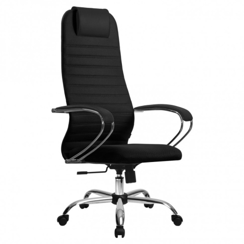 Кресло офисное Metta SU-B-10 ткань/сетка, черное, хром фото 3